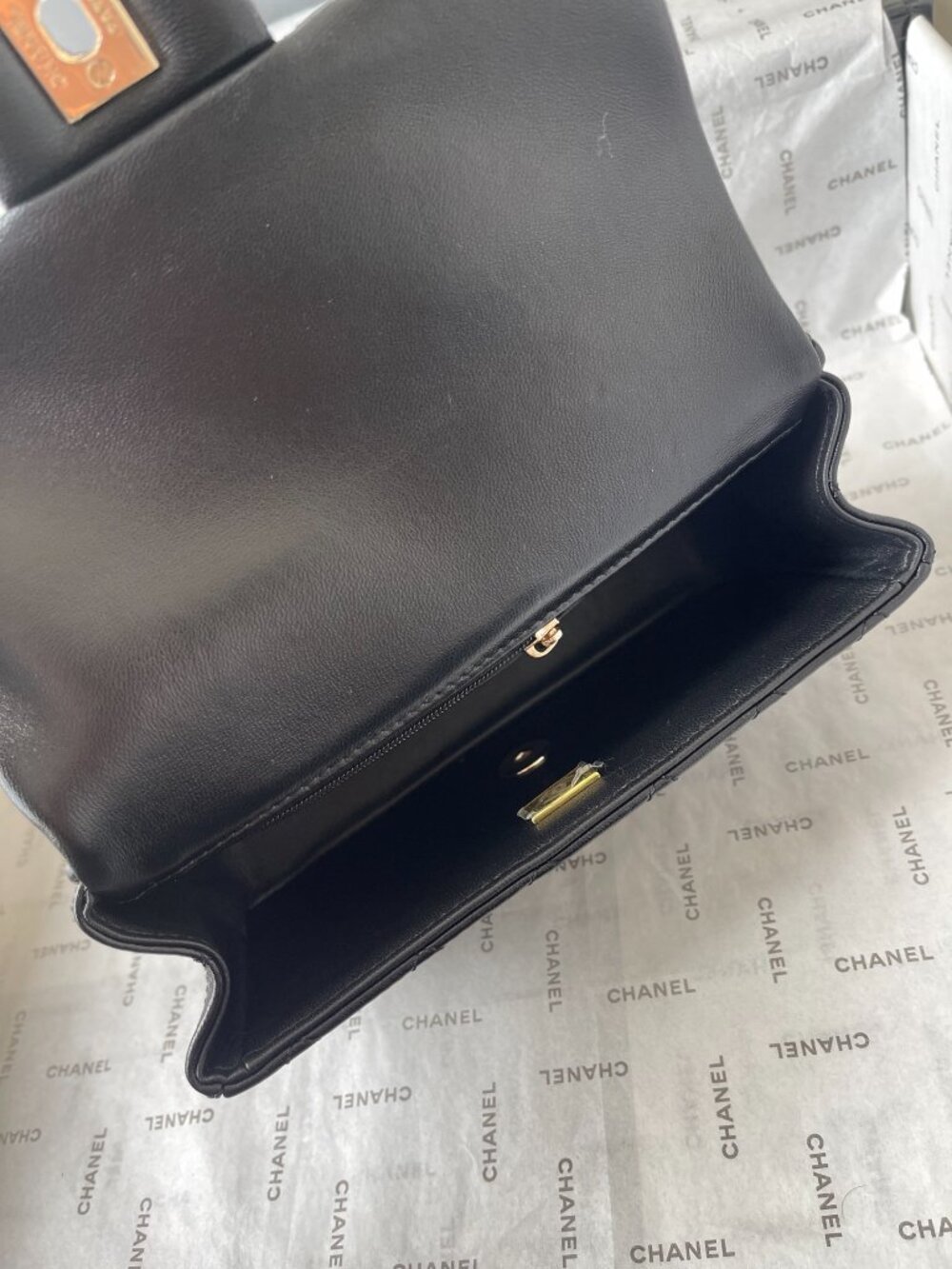 CHANEL Lambskin Mini Flap Gold Ball Crossbody Bag Black - Picture 8 of 8